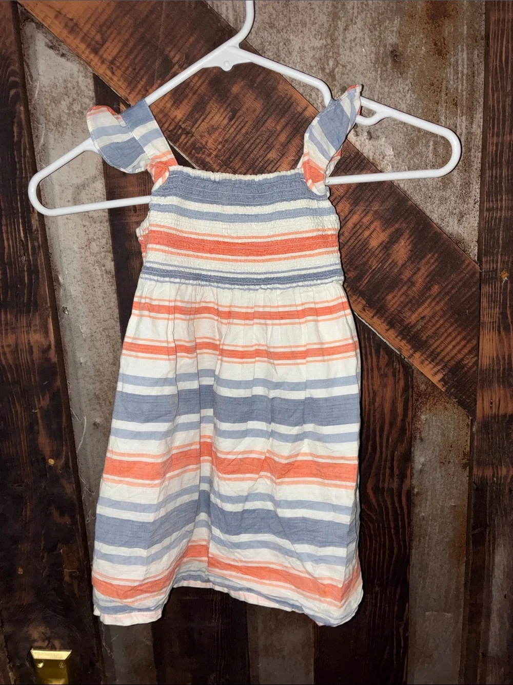 Gymboree Striped Smocked Sundress - Blue, Coral & White